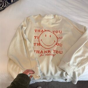 Aerie Cream Sweatshirt with Red Design